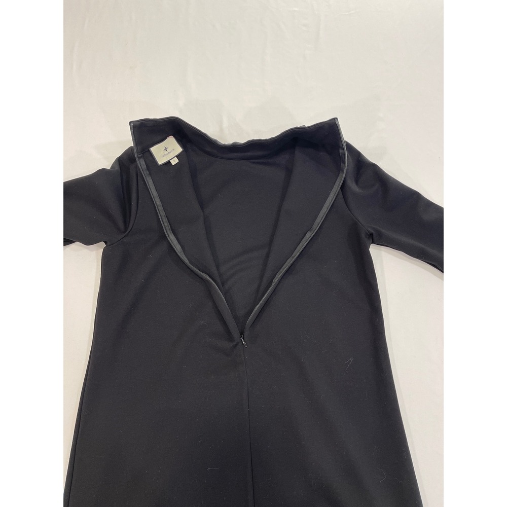 Tuckernuck Gold Button Mock Neck Dress Womens Small Black Mini Shift | Preppy - Picture 4 of 8